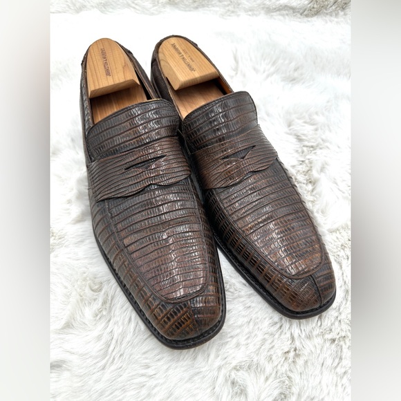 Salvatore ferragamo Lavorazione tramezza lizard Mens loafers 11 D brown leather